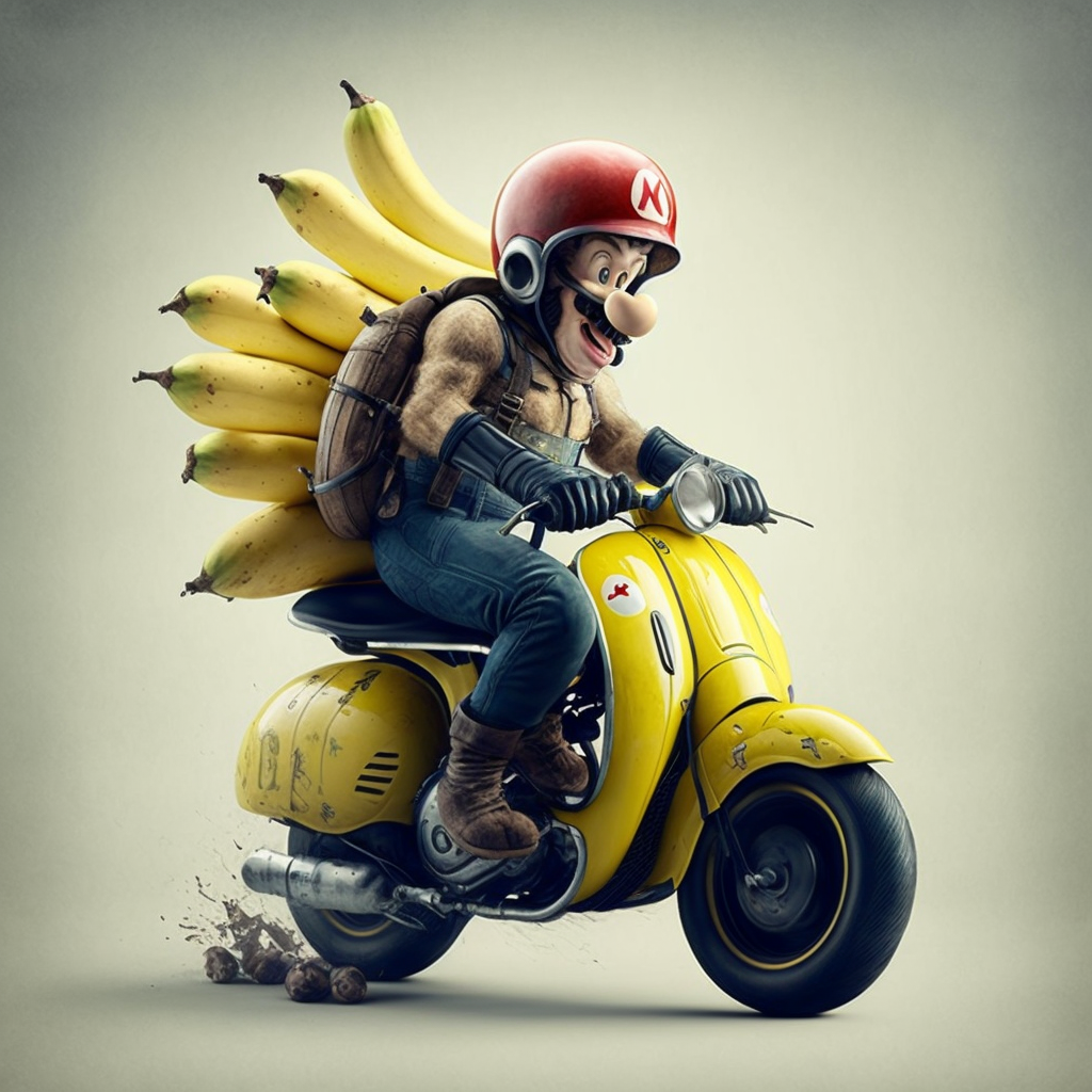 Mario casque moto et bannana